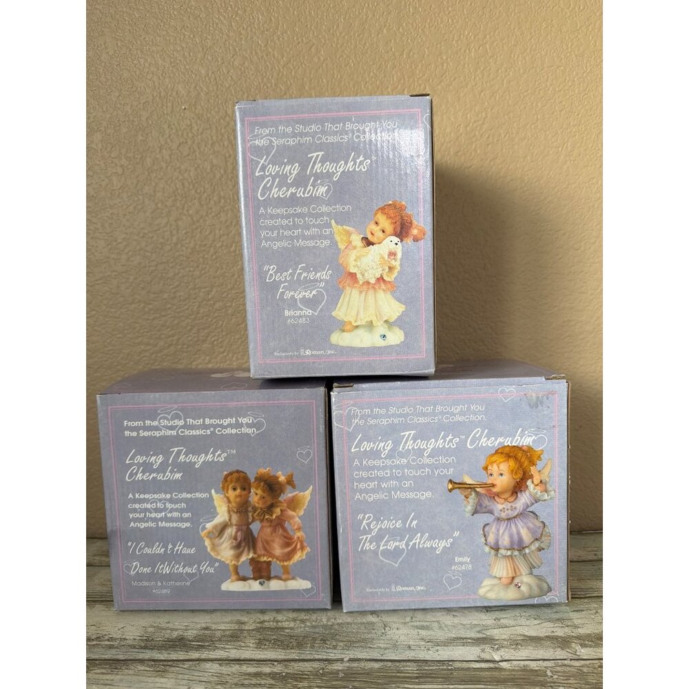Roman Inc “Loving Thoughts Cherubim” Figurine 3-Pc Lot Emily Best Friends w/Box - Picture 8 of 16